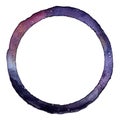 Decorative round frame of the galaxy hand-painted watercolor illustration