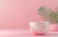 a decorative a decorative round marble cup on pink