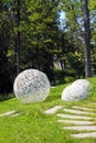 Decorative round outdoor lights in the garden