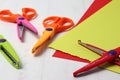 Decorative scissors and cartons Royalty Free Stock Photo