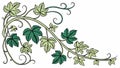 Decorative scrolling vine with detailed leaves illustration for borders and flourish vector design Generative AI Royalty Free Stock Photo