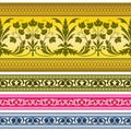 Decorative seamless borders, classic art. Whimsical floral elements, acanthus.