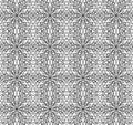 Decorative seamless floral adult coloring page pattern black and white on white