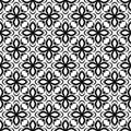 Decorative Seamless Floral Geometric Black & White Pattern Background. Complicated, material. Royalty Free Stock Photo