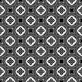 Decorative Seamless Floral Geometric Black & White Pattern Background. Flowers, geometry. Royalty Free Stock Photo