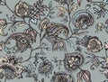 Decorative seamless floral pattern for fabric, tapestry, wallpaper and backgrounds in the style of a traditional oriental paisley