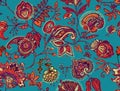 Decorative seamless floral pattern for fabric, tapestry, wallpaper and backgrounds in the style of a traditional oriental paisley
