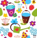 Decorative seamless garden pattern. Summer colorful background