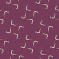 Decorative seamless pattern with geometric style snakes ornament. Purple background. ABstract style Royalty Free Stock Photo