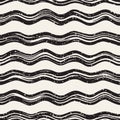 Decorative seamless pattern with doodle lines. Hand painted grungy wavy stripes background. Trendy endless freehand