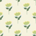 Decorative seamless pattern with pastel green flowers ornament. Pastel light background. Floral print Royalty Free Stock Photo