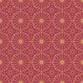 Decorative seamless pattern vector with openwork ornament on a dark moderate red background. Abstract pattern for design cards, Royalty Free Stock Photo