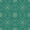 Decorative seamless pattern vector with openwork ornament on a green background. Abstract pattern for design cards, wallpaper, Royalty Free Stock Photo