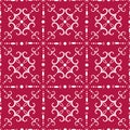Decorative seamless pattern vector with openwork ornament on a red background. Abstract pattern for design cards, wallpaper, Royalty Free Stock Photo