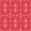 Decorative seamless pattern vector with openwork ornament on a red background. Abstract pattern for design cards, wallpaper, Royalty Free Stock Photo