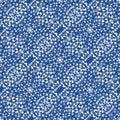 Decorative seamless vector pattern with organic blue and white ornament