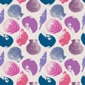 Decorative seashells seamless pattern