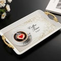 Decorative Serving Tray with Coffee Time Design and Heart- Shaped Latte Art coffee tray tea tray Royalty Free Stock Photo
