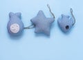 Decorative set of textile toys in a marine style, handmade. Royalty Free Stock Photo