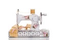 Decorative sewing machine on a white background