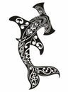 Decorative sharks tattoo . Fish  design. Vector illustration. Royalty Free Stock Photo