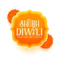 decorative shubh diwali event card with floral design vector