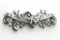 Decorative silver ornamentation. Old ornamented image. Elegant silver frame on a white background with room for text. Royalty Free Stock Photo