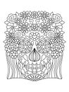 Decorative skull with flowers wreath colouring page for adults vector Royalty Free Stock Photo