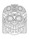 Decorative skull hand-drawn coloring book page for adults vector illustration Royalty Free Stock Photo