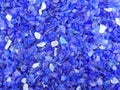 Decorative small blue shards of glass, close-up Royalty Free Stock Photo