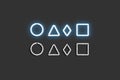 Decorative small circle, rhombus, triangle and square neon symbol mockup