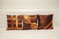 Decorative small pillow on the bed Royalty Free Stock Photo