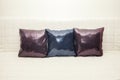 Decorative small pillow on the bed Royalty Free Stock Photo