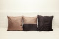 Decorative small pillow on the bed Royalty Free Stock Photo