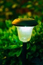 Decorative Small Solar Garden Light, Lanterns In Flower Bed. Solar Royalty Free Stock Photo