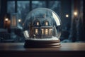 Decorative snow globe with beautiful house. Generative ai Royalty Free Stock Photo