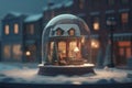 Decorative snow globe with beautiful house. Generative ai Royalty Free Stock Photo