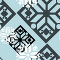 Decorative snowflake on blue background. Holiday seamless pattern. Royalty Free Stock Photo