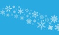 Decorative snowflake wave. Winter frozen snowy flakes snow stars border, snowfall snowstorm curve swirl white blizzard divider.