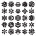 Decorative snowflakes. Black on white. Set 2