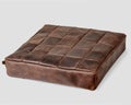 Decorative soft seat cushion made of brown leather patches
