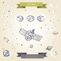 Decorative space collection. Hand drawn galaxy symbols set, vector Royalty Free Stock Photo