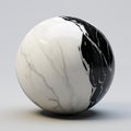 Decorative sphere made of black and white textured marble. Minimalist art. Generative AI