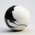 Decorative sphere made of black and white textured marble. Minimalist art. Generative AI