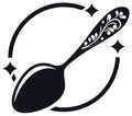 Decorative Spoon Illustration within a Circular Frame Accentuated by Starry Sparkles Royalty Free Stock Photo