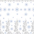 Decorative spruce. Winter forest. Vector background, border with elements of Christmas trees Royalty Free Stock Photo