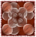 Decorative square carpet, rug, mat, tapestry, doormat, napkin, serviette with grunge striped intersecting oval elements in brown,