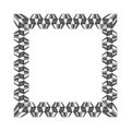 Decorative square frame of silver spiral ribbon. Vector illustration.