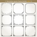 Decorative square frames and borders set 8 vector