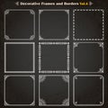 Decorative square frames and borders set 6 vector